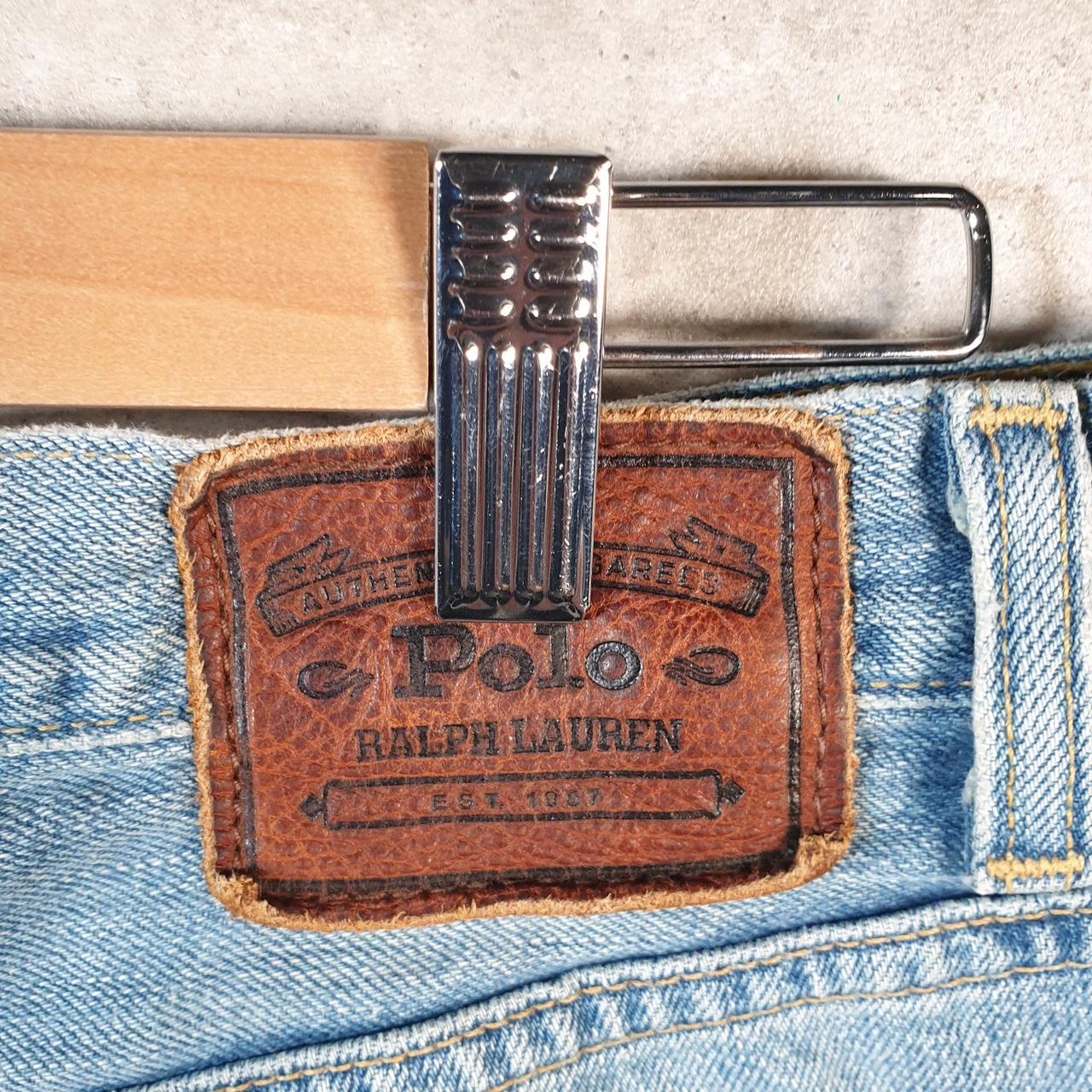 Vintage Ralph Lauren Polo Shorts Jorts Denim Jean Cargo Men’s W34 Blue Baggy Cotton