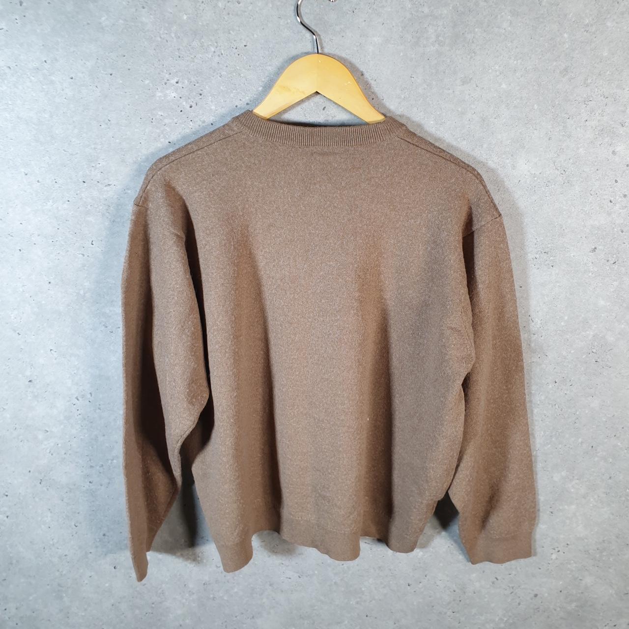 Vintage Lacoste Sweatshirt Wool Womens Large Brown Pullover Logo Y2K Jumper Logo Casual