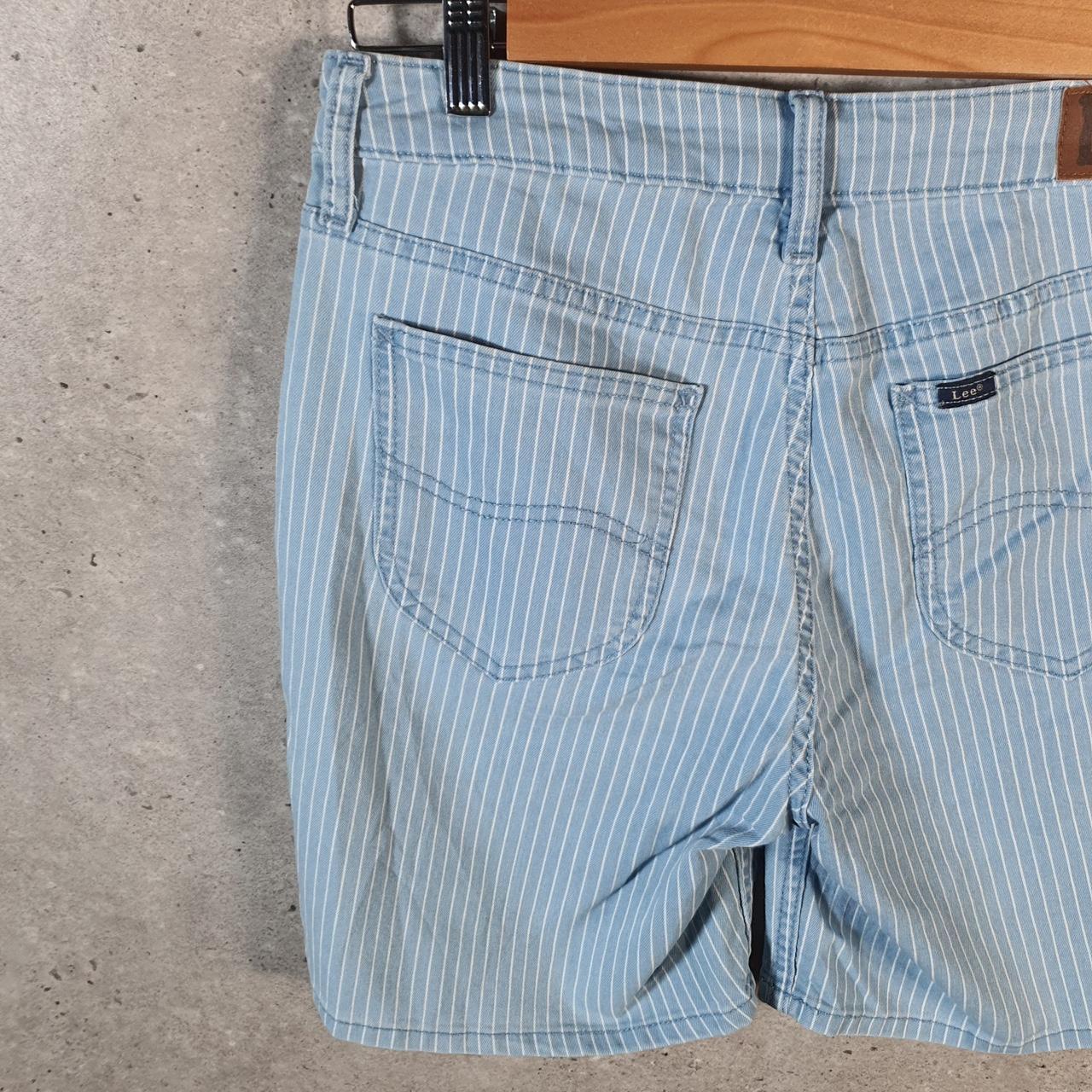 Vintage Lee Baggy Shorts Jorts Cargo Womens W30 Striped Blue Relaxed Cargo