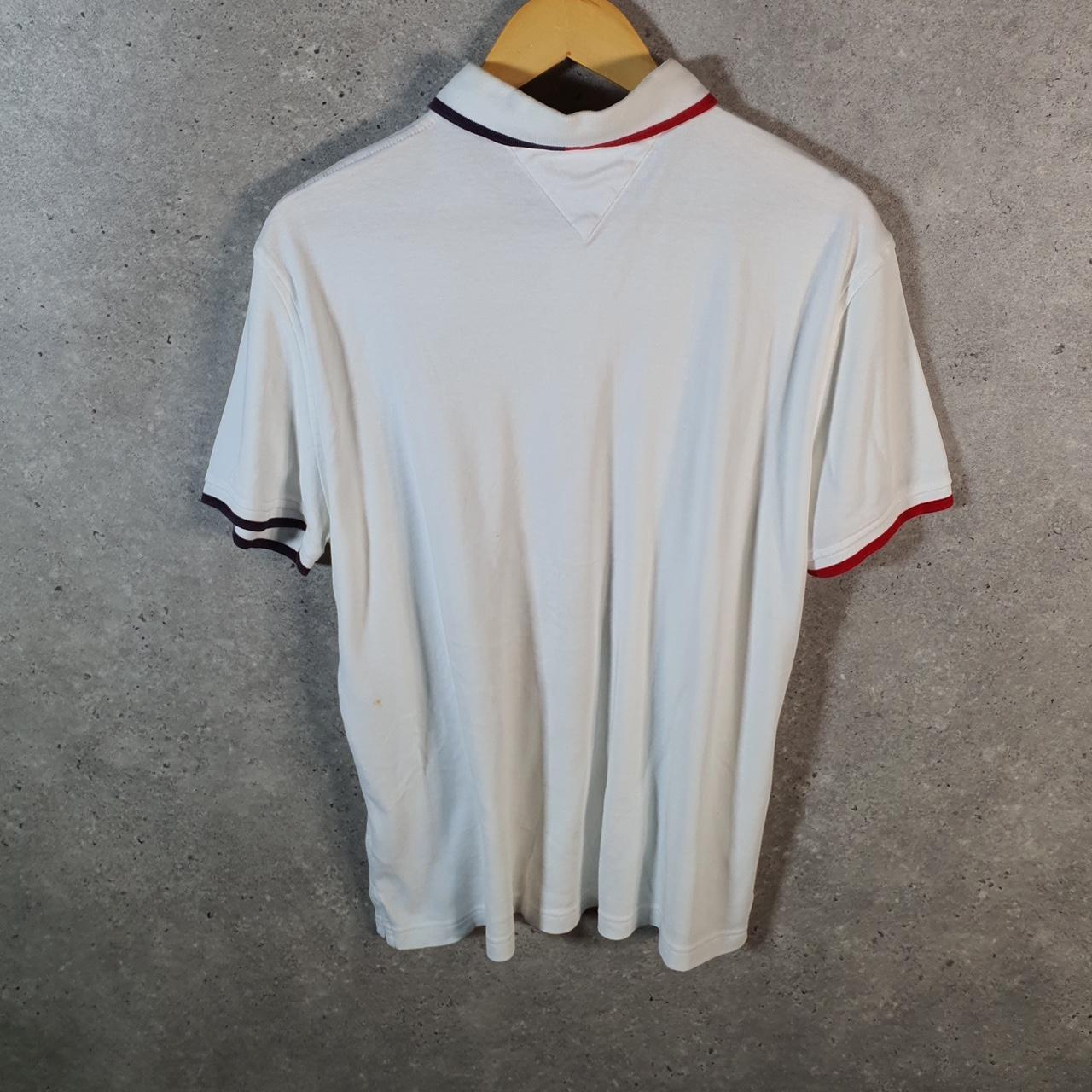 Vintage Tommy Hilfiger Polo Shirt Men’s Large White Custom Fit Embroidered Logo