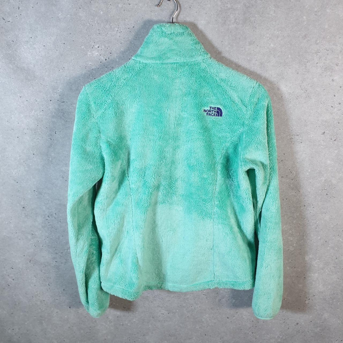 Vintage The North Face TNF Teddy Fleece Sweatshirt  Womens Small Blue Full Zip Logo Winter
