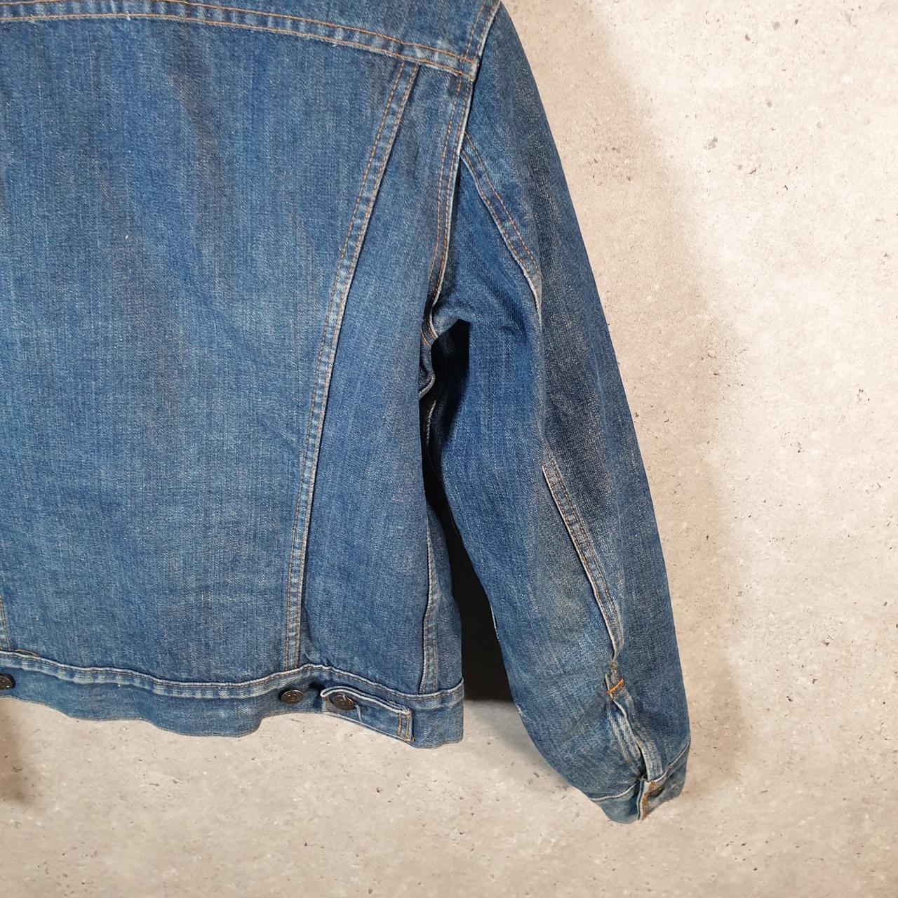 Vintage Levis Denim Jean Trucker Sherpa Jacket Mens Small Blue Sherling USA