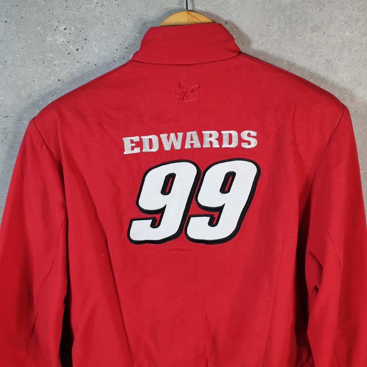Vintage Nascar Chase Authentics Office Depot Edward’s 99 Bomber Jacket Womens Large Red Big Fish Vintage
