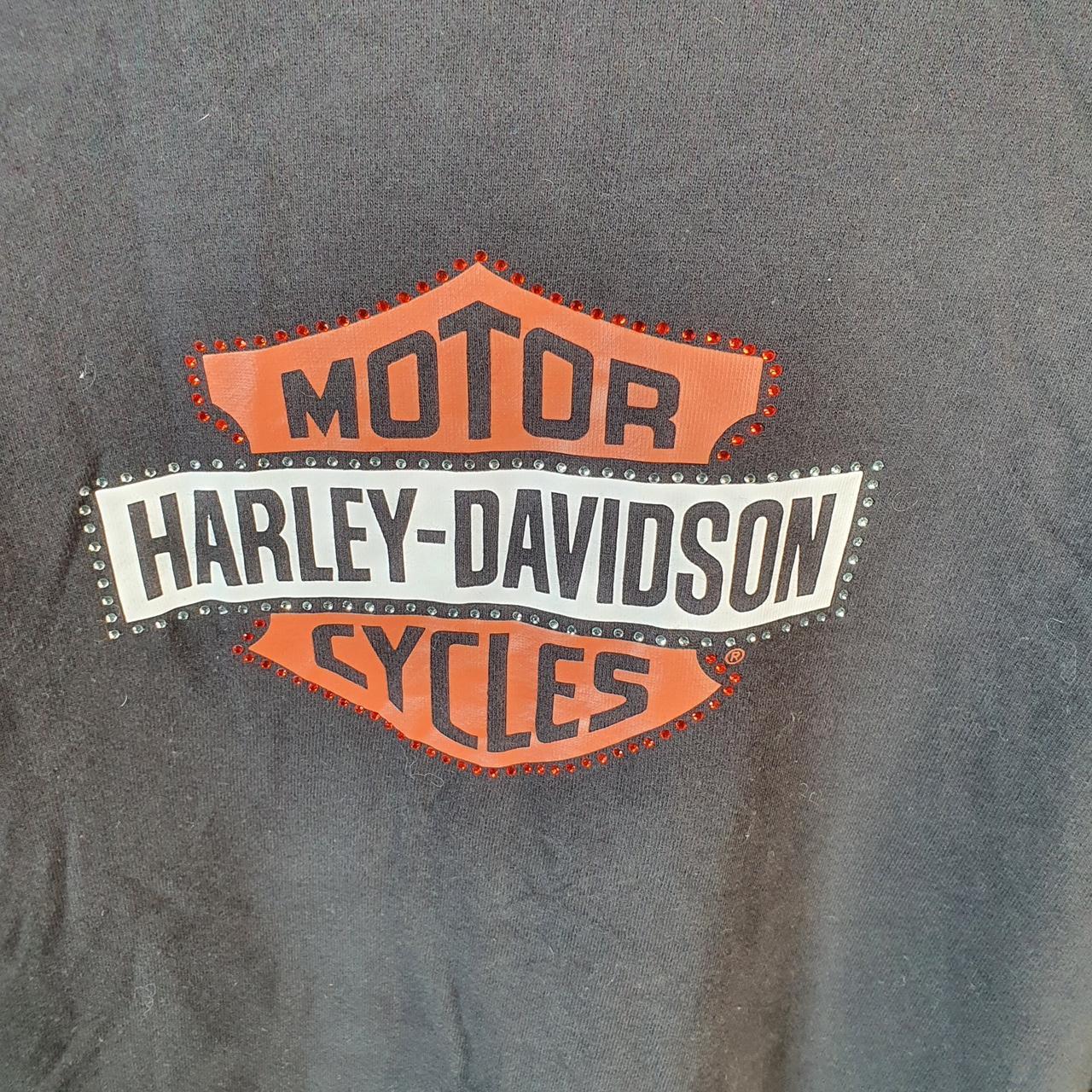 Vintage Harley Davidson Sequins Hoodie Womens Medium Black Full Zip USA