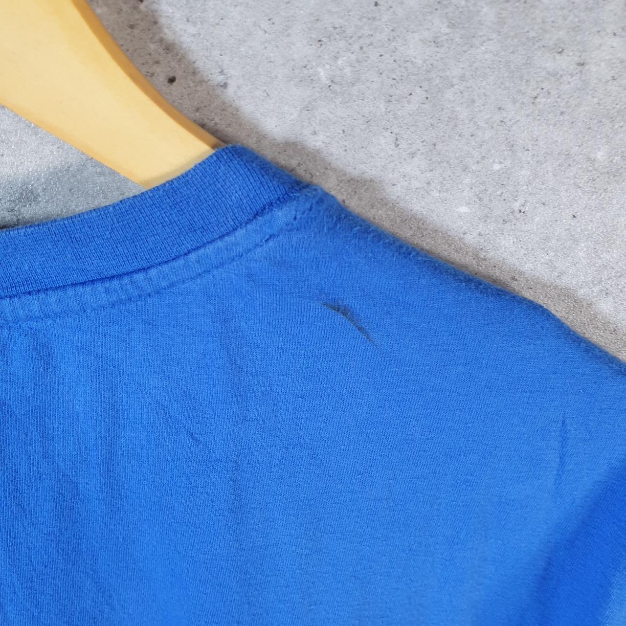 Vintage Champion Spellout Logo T Shirt Mens Small Blue USA Athletic