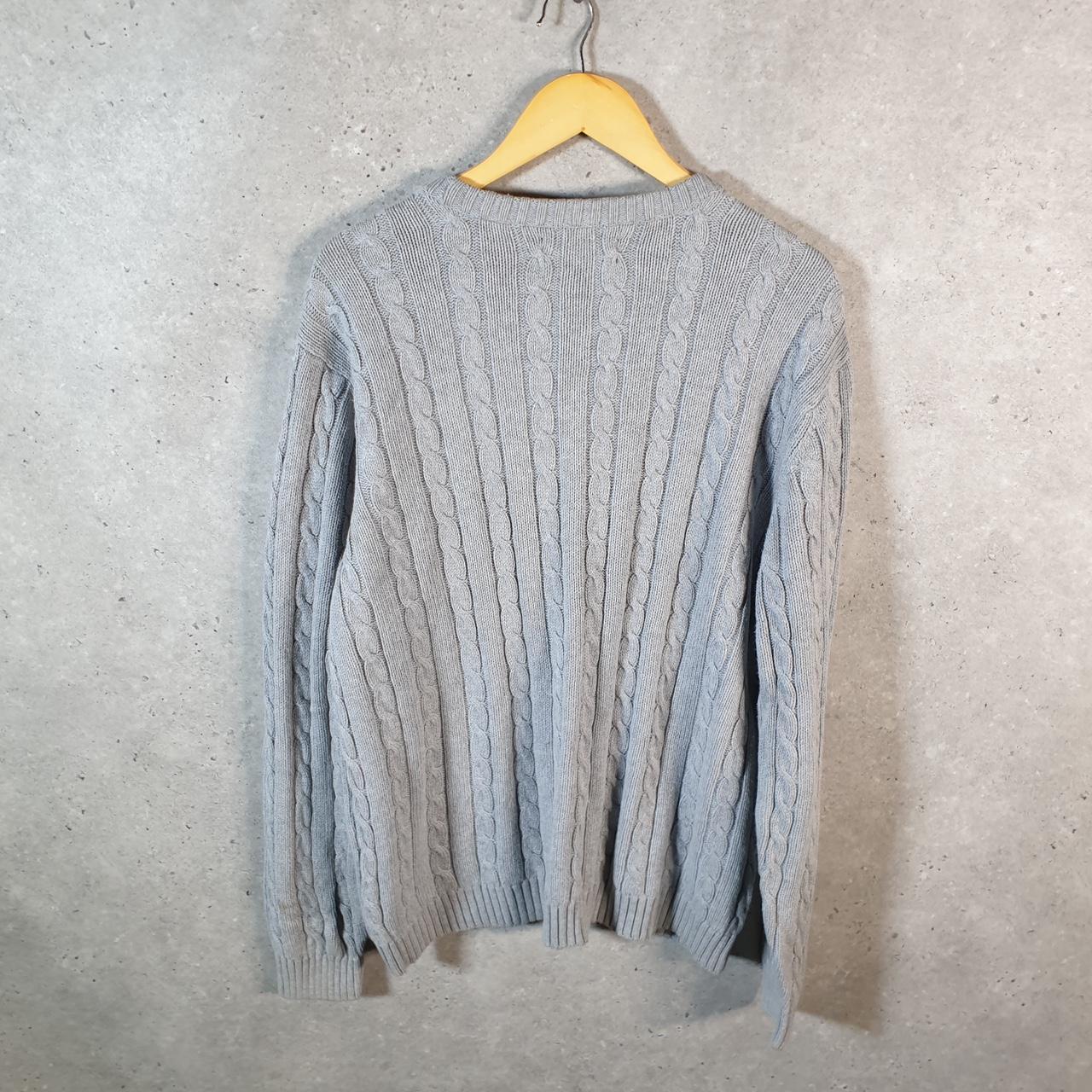 Vintage Chaps Ralph Lauren Cable Knit Sweater Men’s Large Grey Y2K Pullover Casual