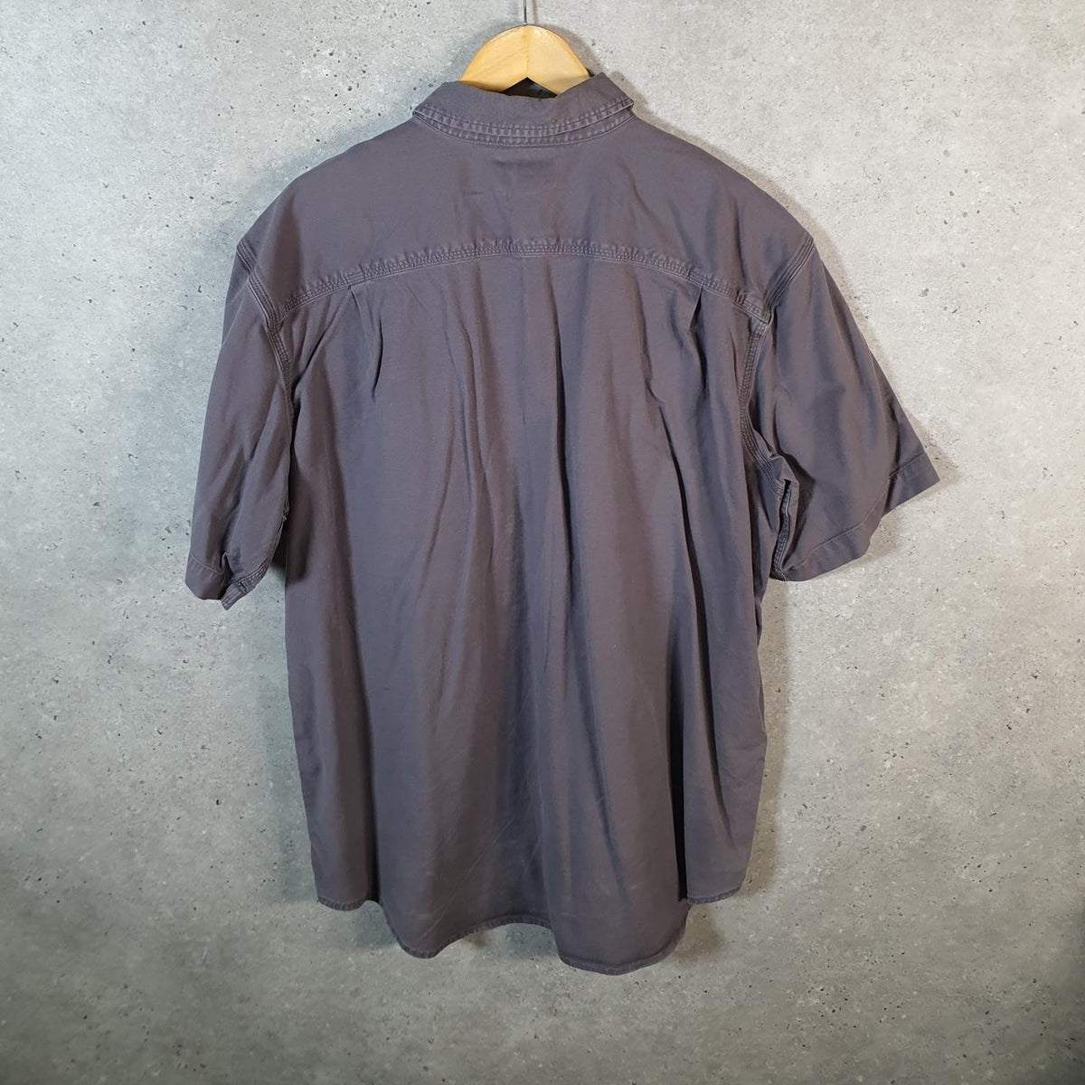 Vintage Carhartt Shirt Button Down Mens XL Grey Short Sleeve Chore Utility Relaxed - Big Fish Vintage