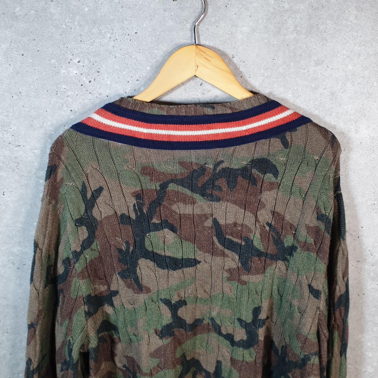 Vintage Ralph Lauren Polo Tiger Knit Cable Heavy Jumper Sweater Men’s Large Camo Pony Big Fish Vintage