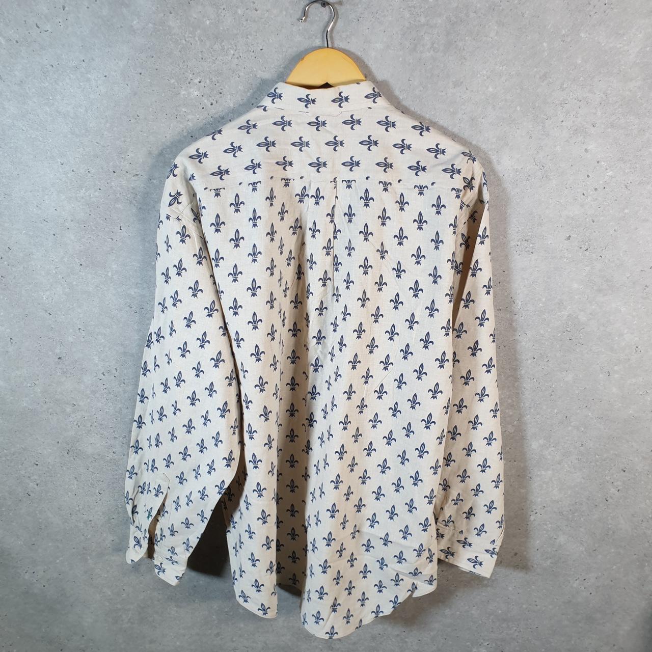 Vintage Tommy Hilfiger All over Print AOP Shirt Men’s Large Brown Cotton Custom Fit