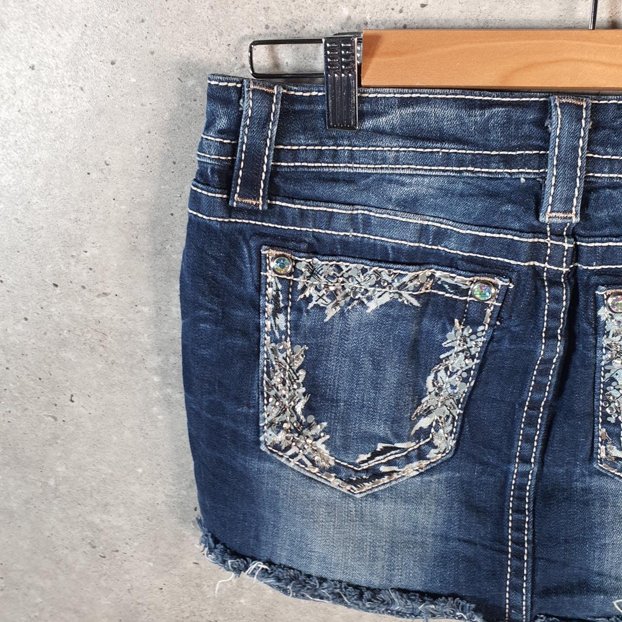 Vintage Miss Me Baggy Y2K Hip Hop Jeans Shorts Jorts Womens W27 Blue Denim Low Rise