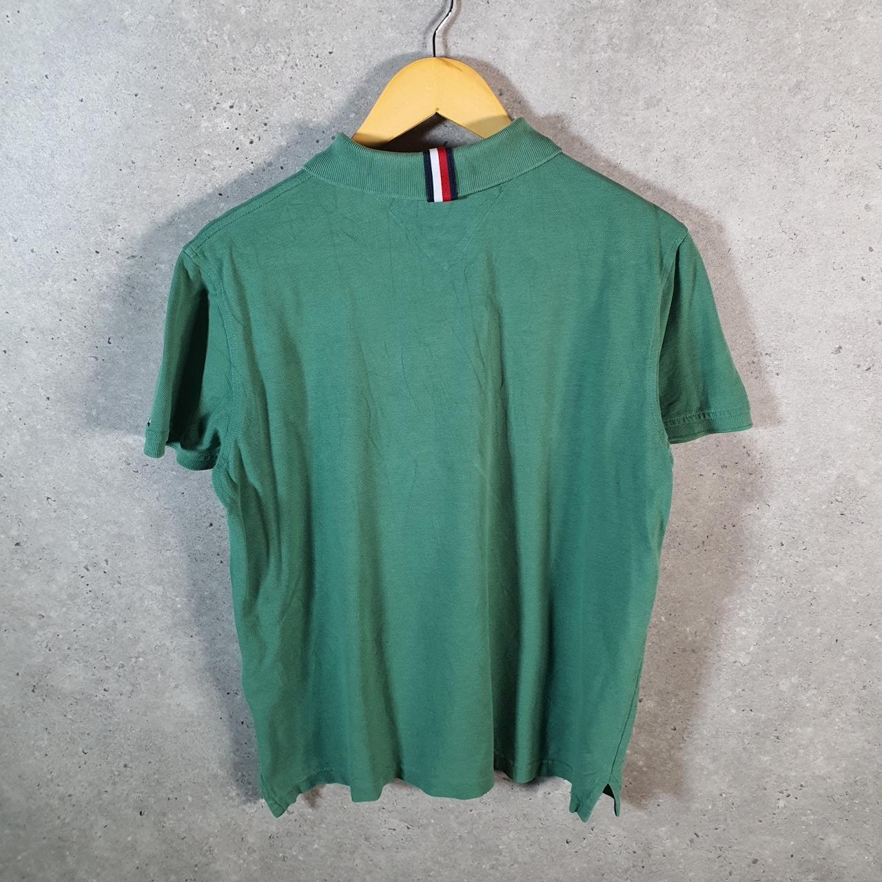 Vintage Tommy Hilfiger Polo Shirt Womens Medium Green Classic Fit Embroidered Logo