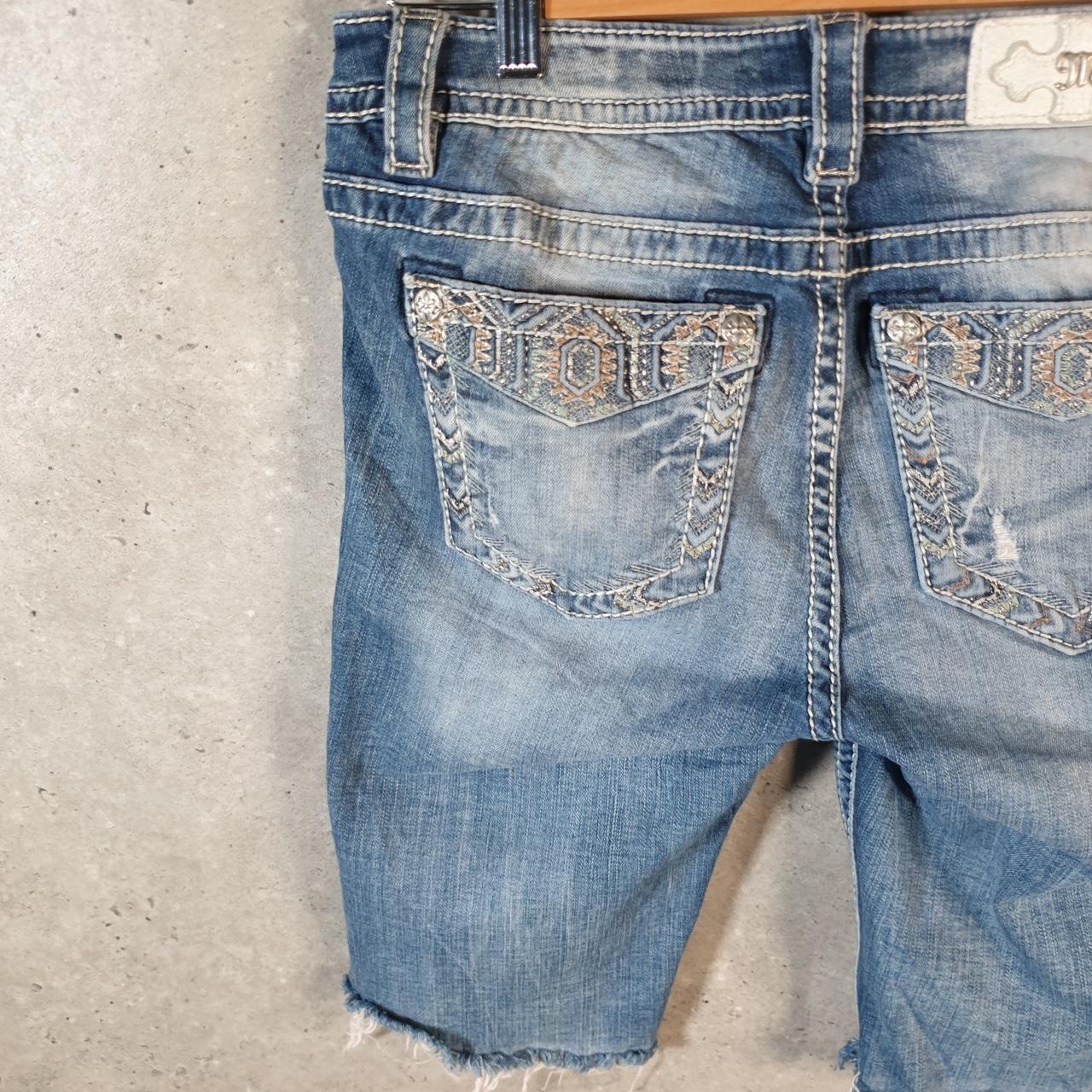 Vintage Miss Me Baggy Y2K Hip Hop Jeans Shorts Jorts Womens W30 Blue Denim Low Rise