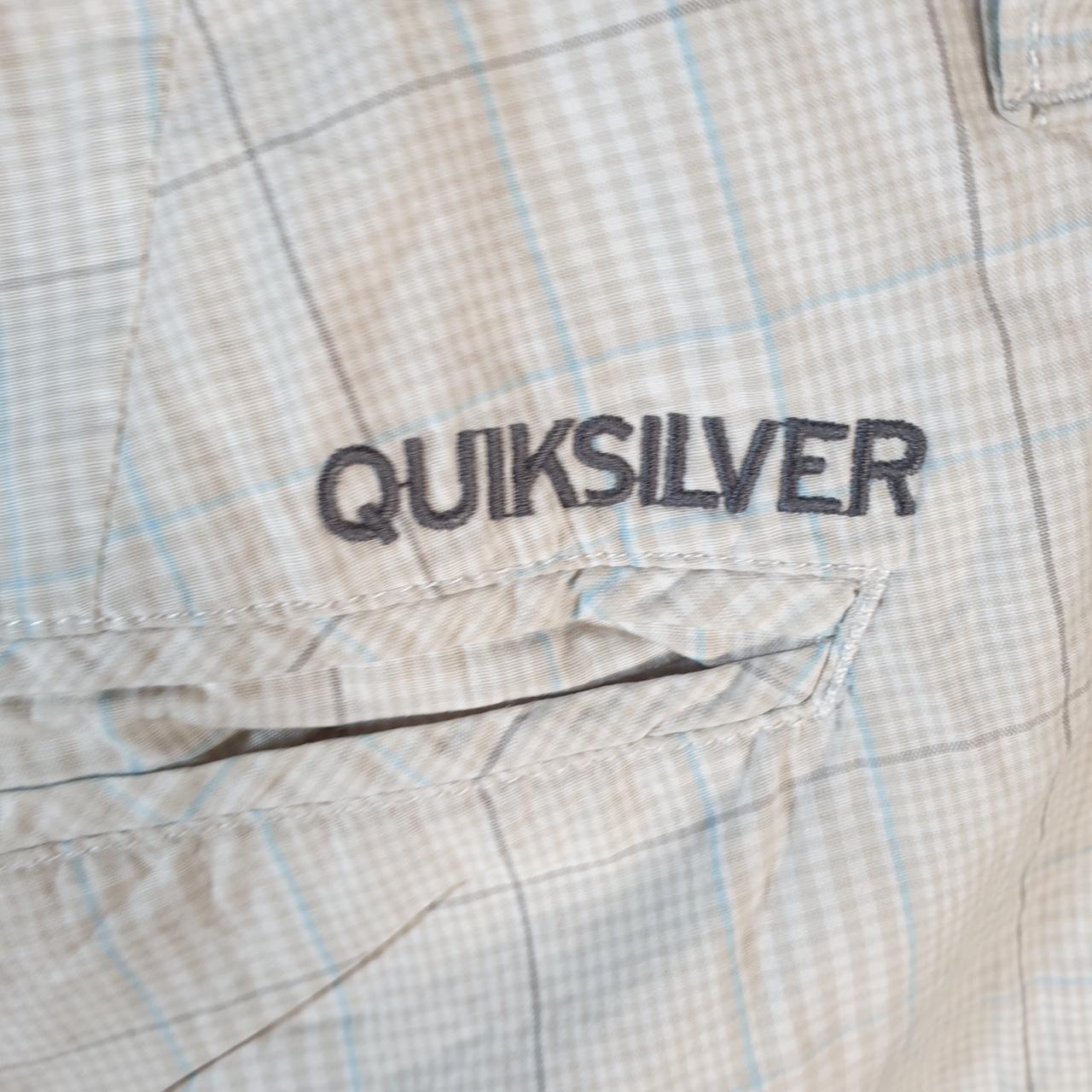 Vintage Quiksilver Chino Shorts Jorts Cargo Men’s W34 Checkered White Baggy Cotton