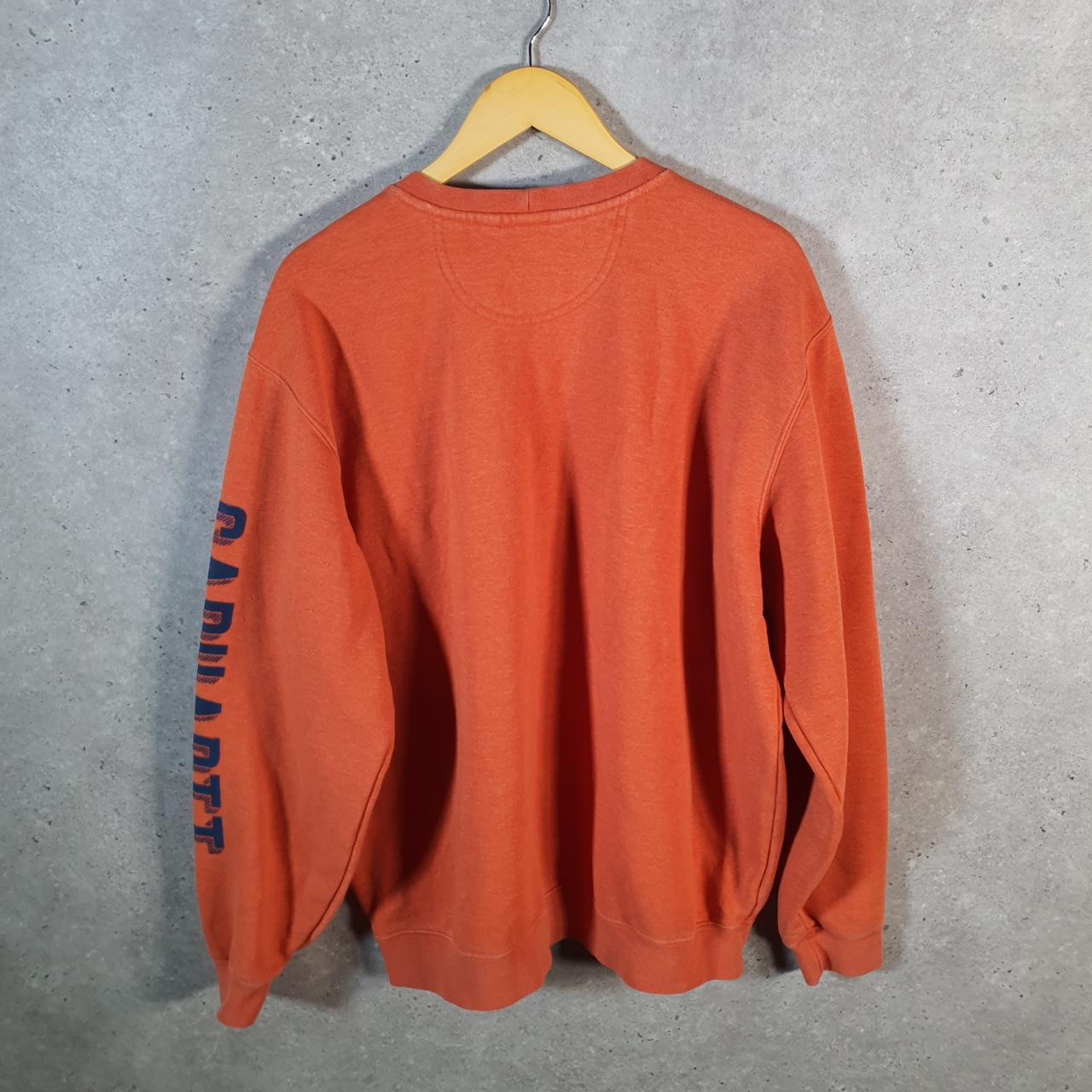 Vintage Carhartt Sweatshirt Womens Large Orange Pullover Blank USA Loose Fit