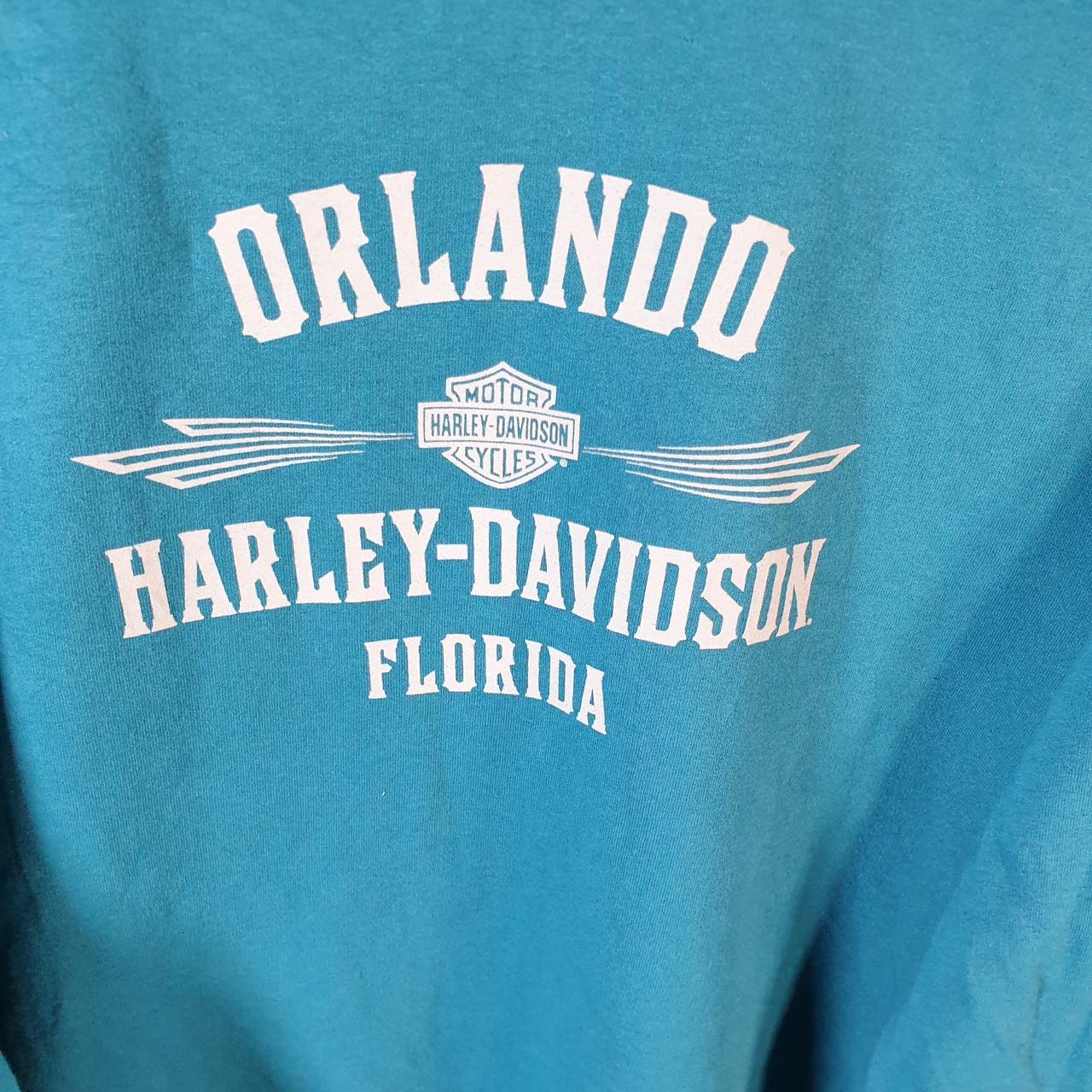 Vintage Harley Davidson Orlando Hoodie Womens 2XL Blue Motorcycle USA