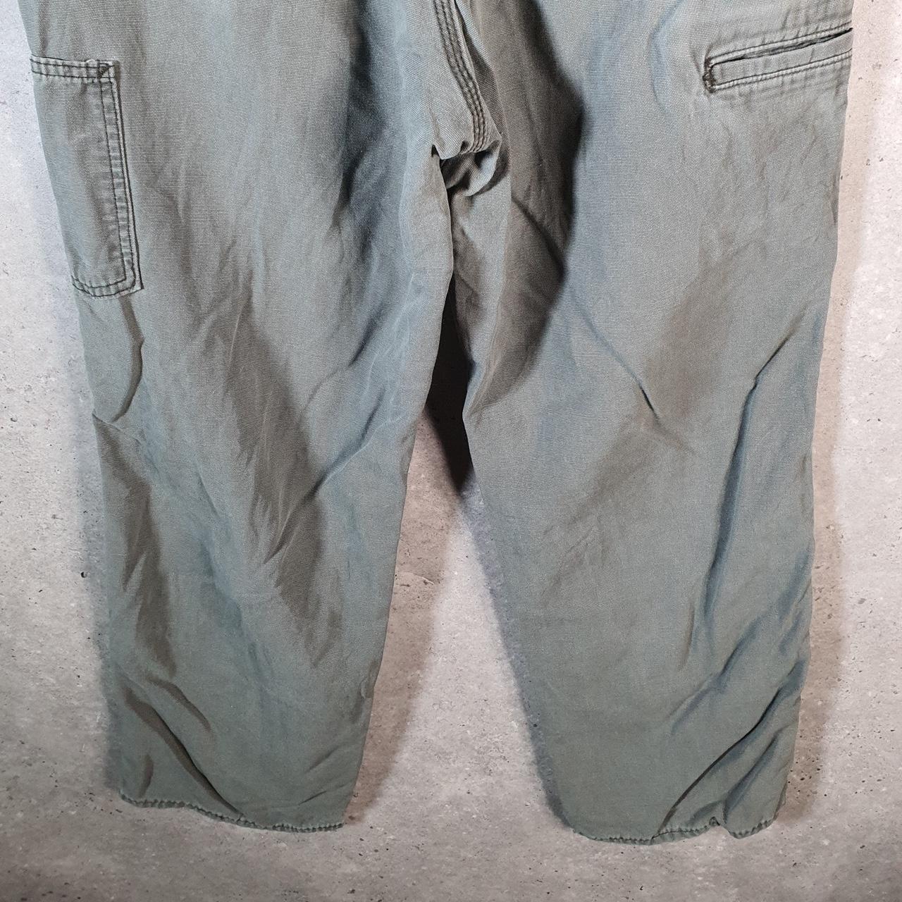 Vintage Carhartt Carpenter FR Trousers Mens W36 L32 Khaki Green Relaxed Fit Workwear USA