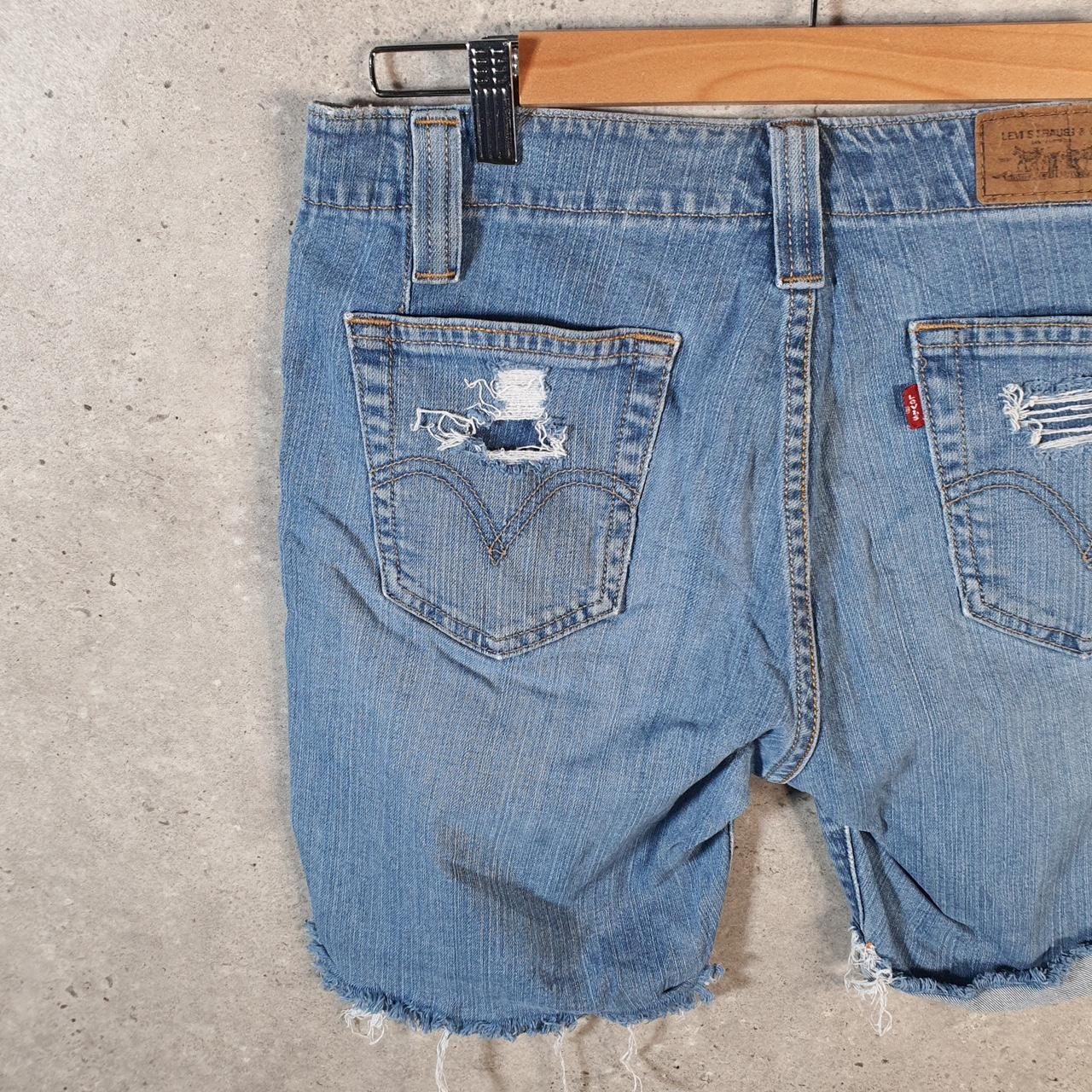 Vintage Levi’s 525 Cut Off Baggy Shorts Jorts Cargo Womens W30 Blue Relaxed Denim