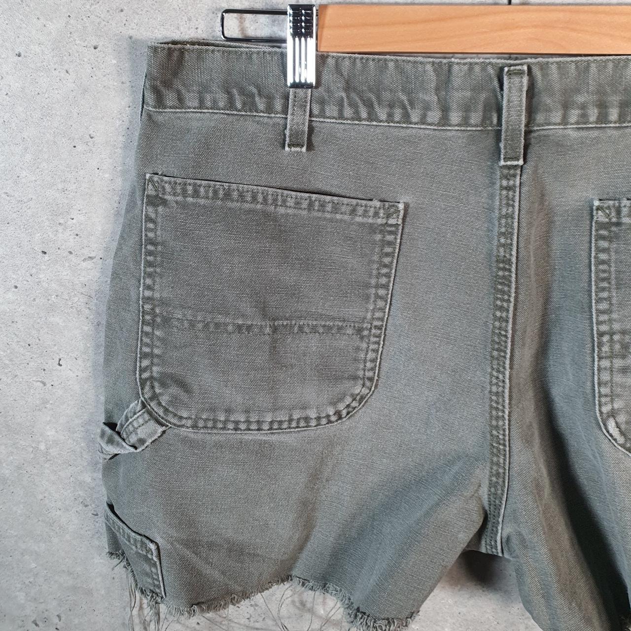 Vintage Carhartt Baggy Carpenter Shorts Jorts Cargo Men’s W36 Khaki Green Relaxed Fit Workwear Big Fish Vintage