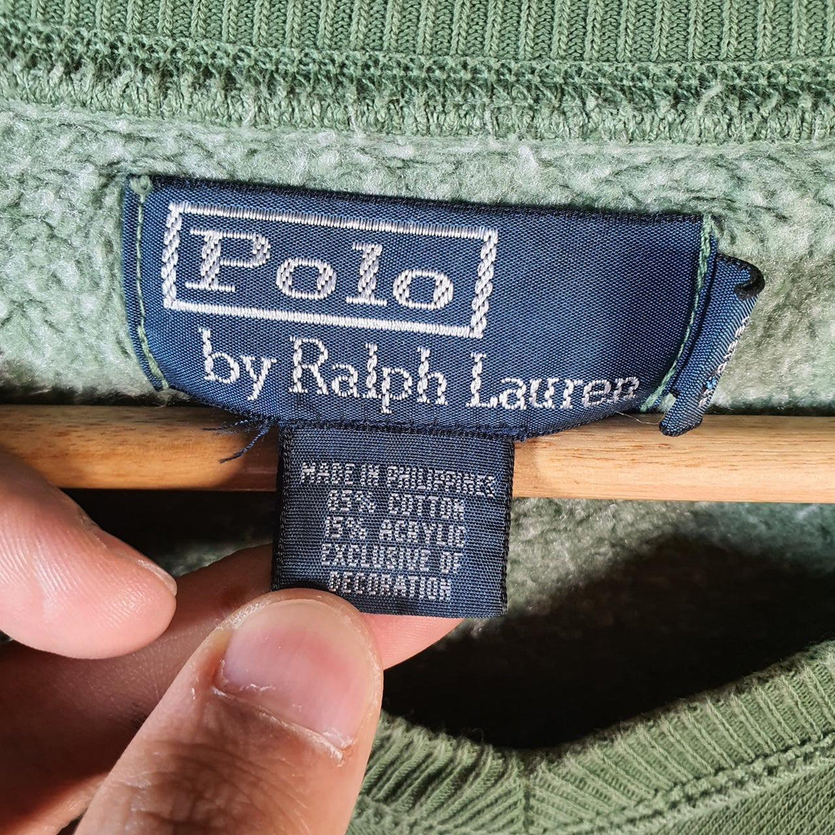 Vintage Ralph Lauren Polo Sweatshirt Men’s Large Green Boxy Baggy Pullover Pony
