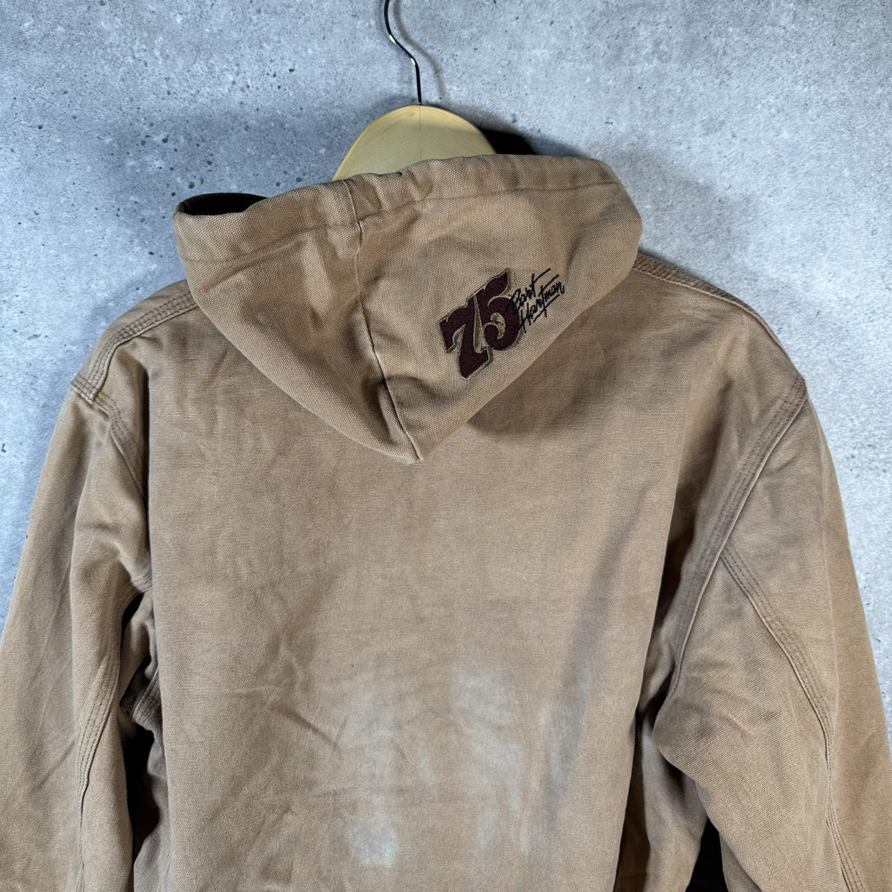 Vintage Carhartt Active Hooded Jacket Men’s S Tan Brown Workwear Canvas USA