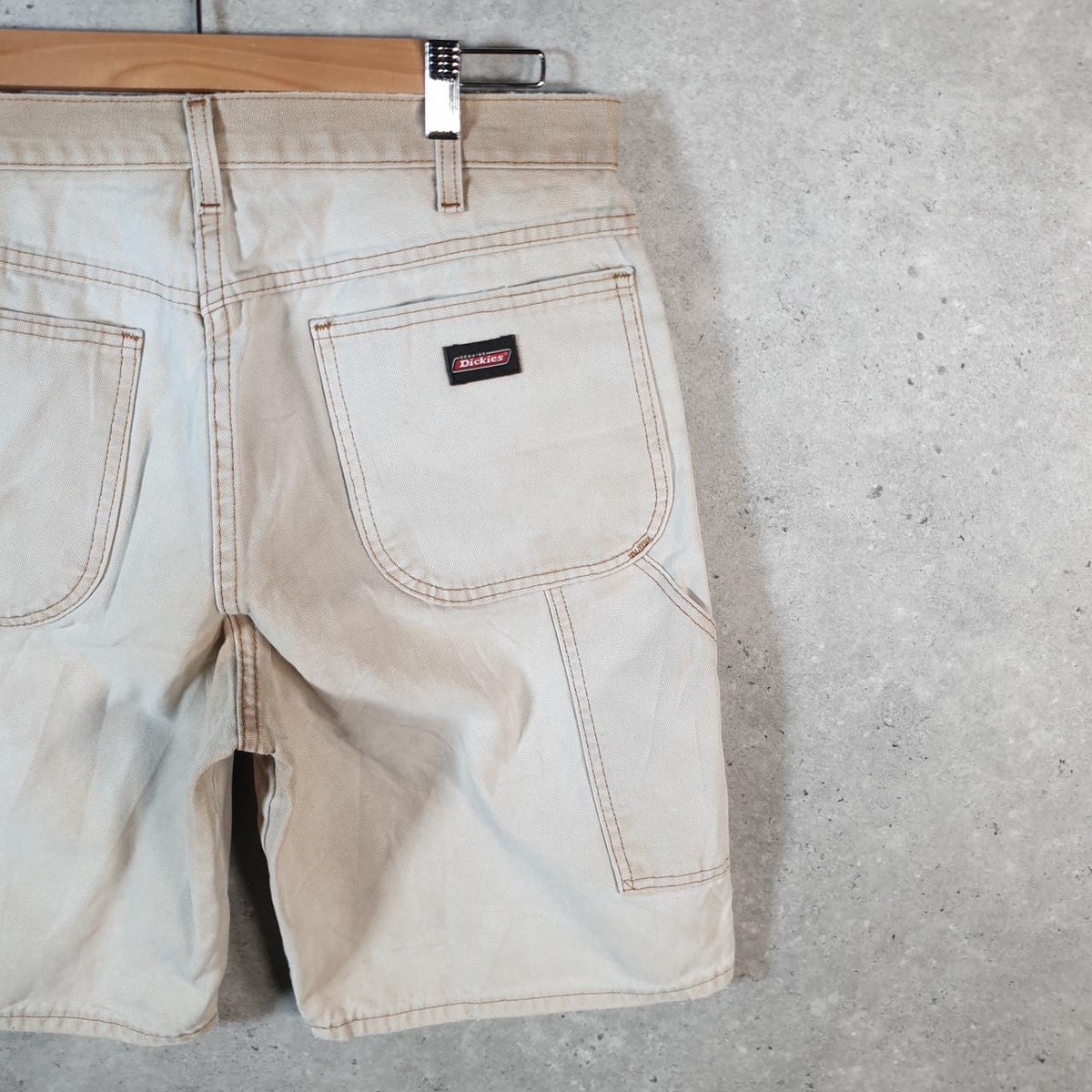 Vintage Dickies Baggy Carpenter Chino Shorts Jorts Cargo Mens W34 Brown Relaxed Fit