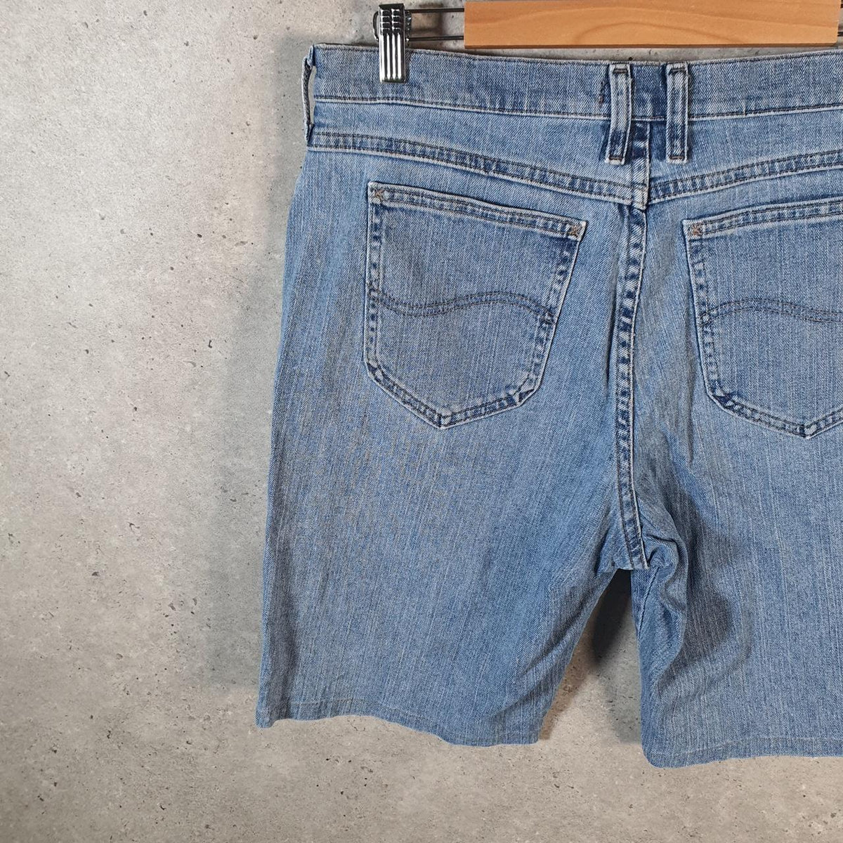 Vintage Lee Baggy Shorts Jorts Cargo Womens W32 Blue Relaxed Denim