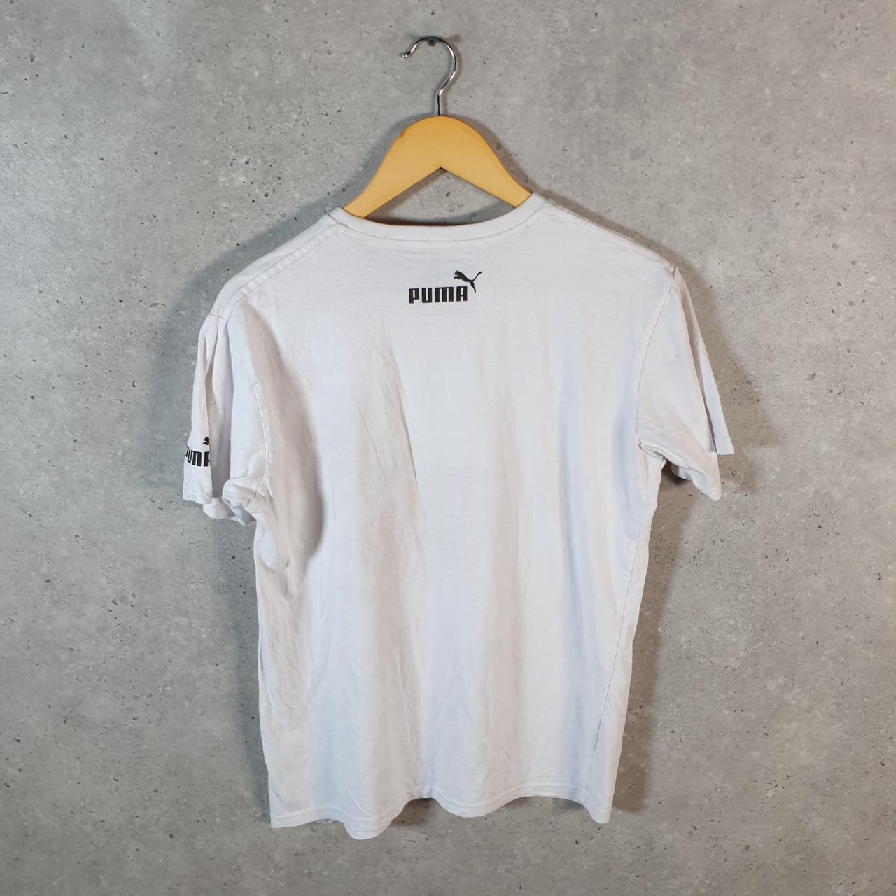 Vintage Puma Spellout T Shirt Mens Large Slim White sports Logo Athletic