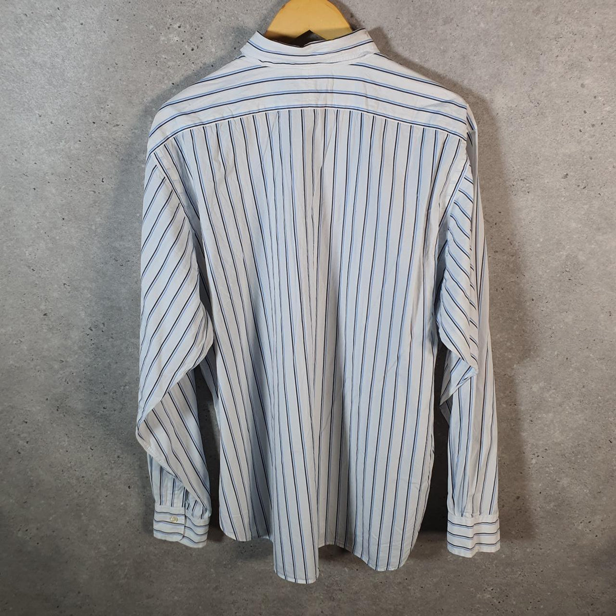 Vintage Ralph Lauren Button Down Shirt Men’s XL White Striped Andrew Fit Cotton Pony