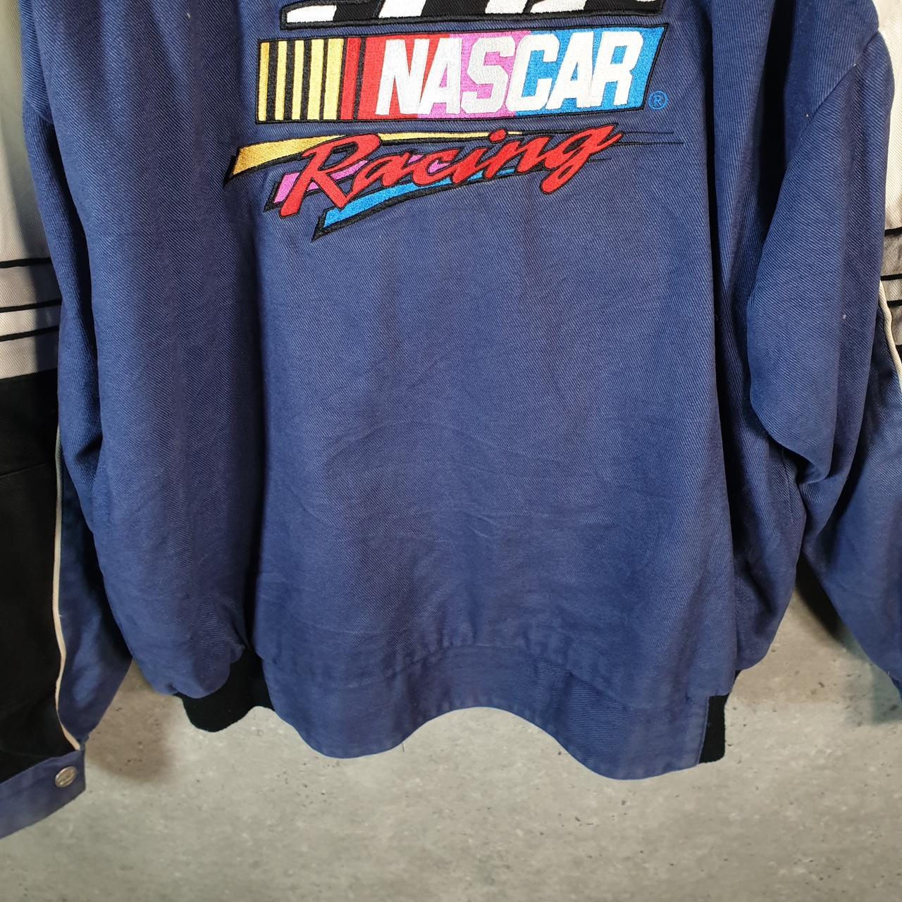 Vintage Nascar Racing Champions Motorsports Bomber Jacket Men’s Large Blue Motorcyle Biker USA Big Fish Vintage