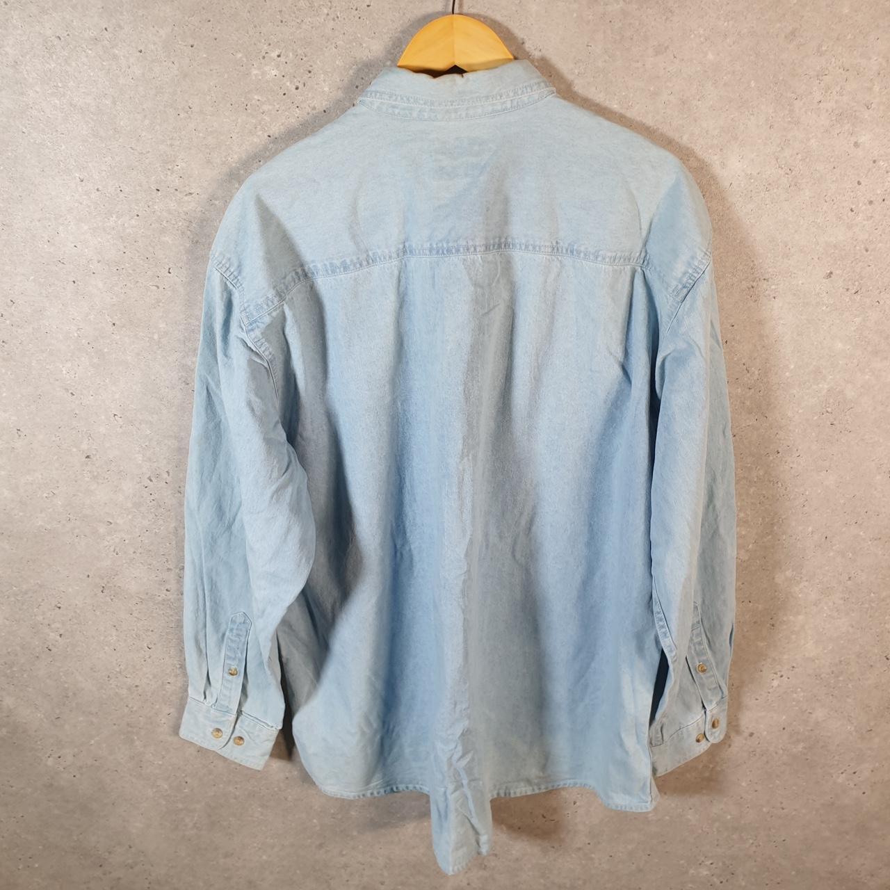 Vintage Lee Denim Jean Trucker Shirt Mens XL Blue Button