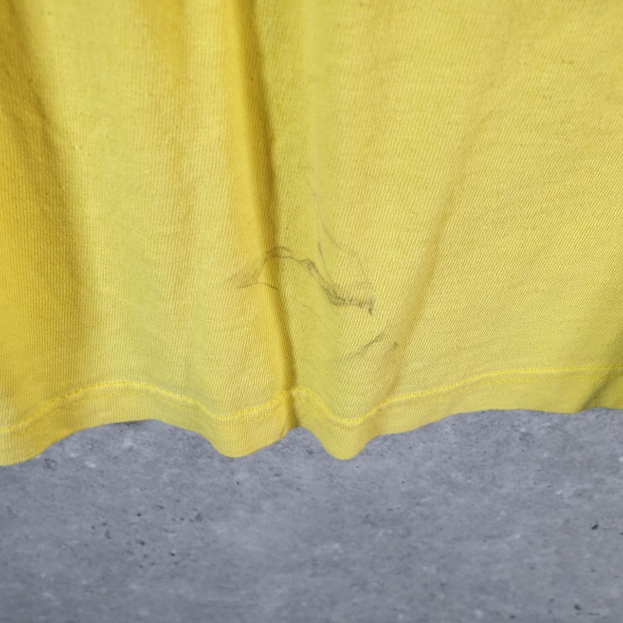 Vintage Stussy Spellout Printed T Shirt Men’s Medium Yellow Graphic Short Sleeve Big Fish Vintage