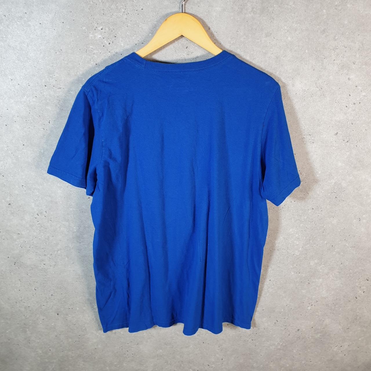 Vintage Adidas Spellout T Shirt Men’s Large Blue Three Stripes Logo Athletic