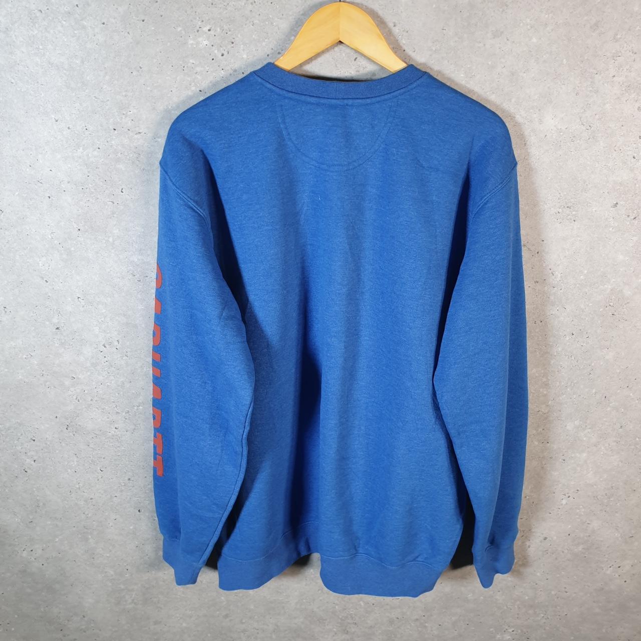 Vintage Carhartt Sweatshirt Mens Medium Blue Pullover Blank USA Loose Fit