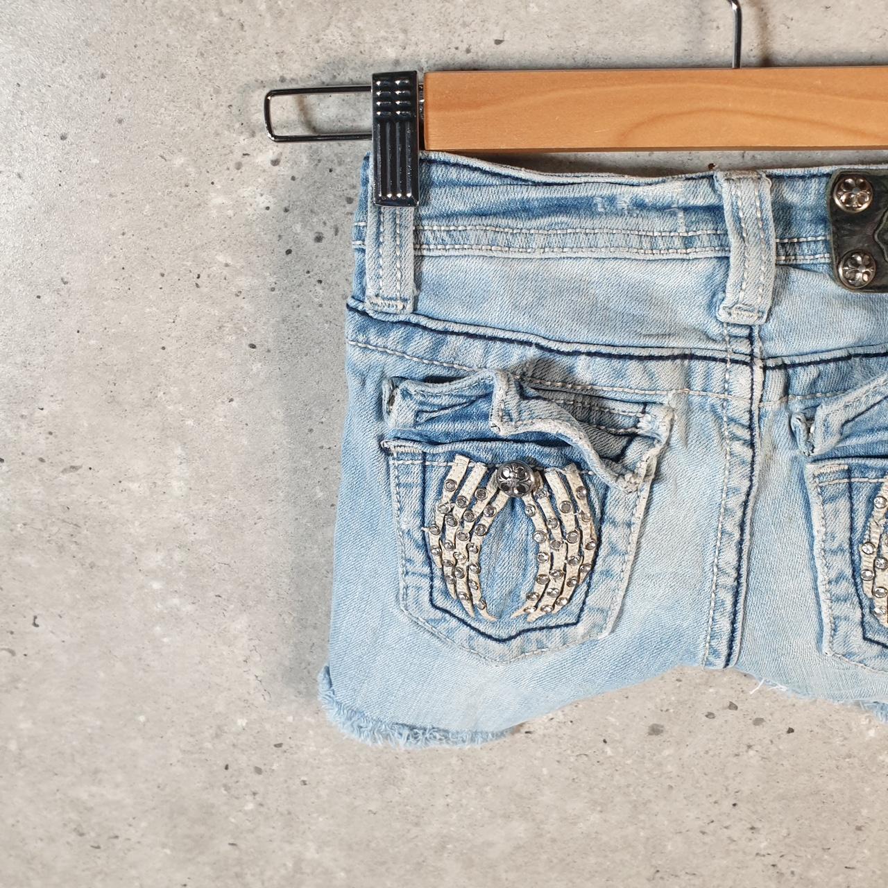 Vintage Miss Me Baggy Y2K Hip Hop Jeans Shorts Jorts Kids Girl Age 10 Blue Denim Low Rise