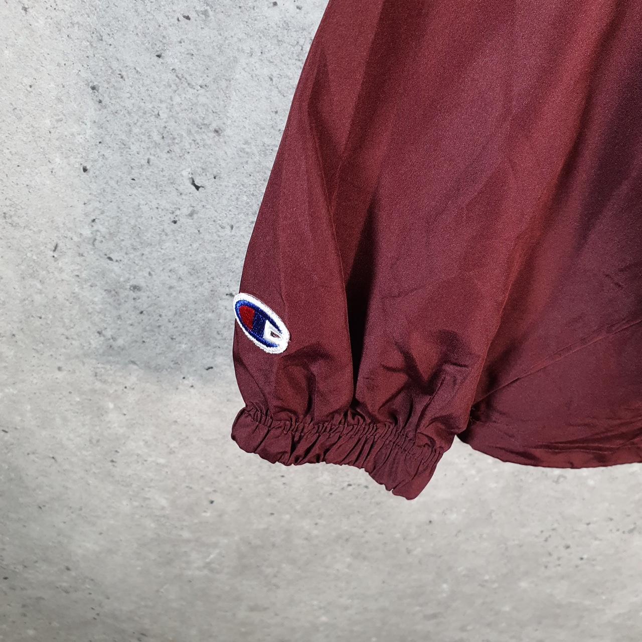 Vintage Champion Windbreaker Track Jacket Mens Medium Burgundy Logo 1/4 Zip Hoodie