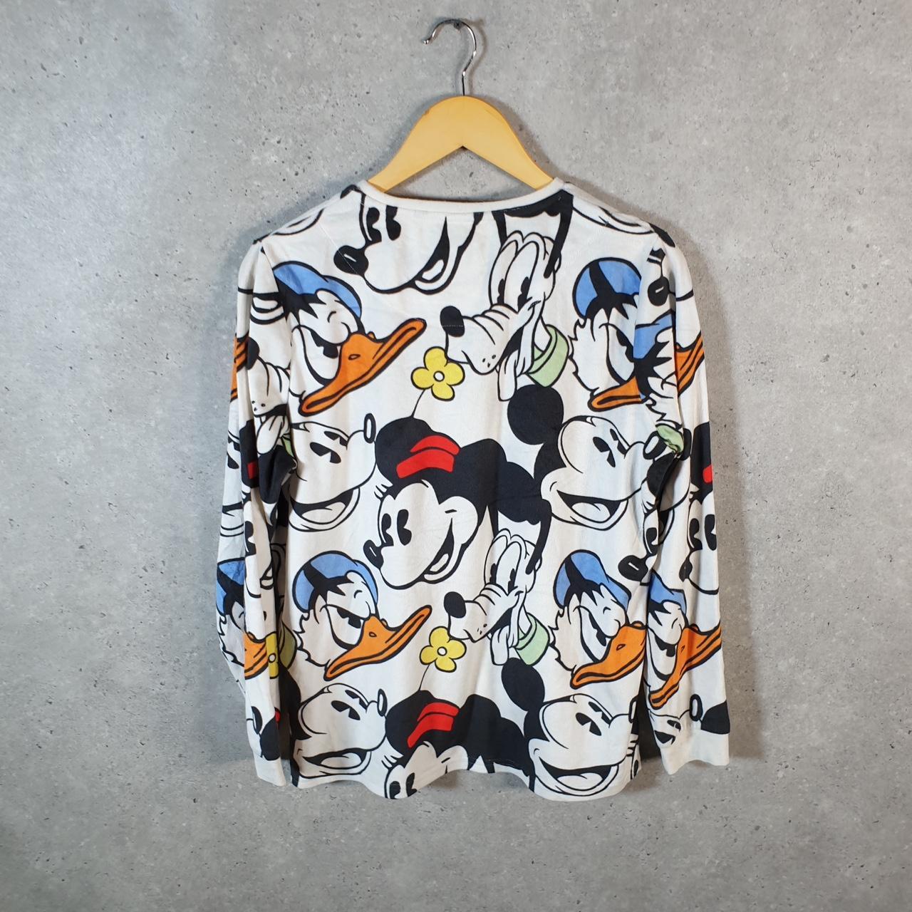 Disney Mickey Mouse Fleece Pullover Sweatshirt Womens Small White Logo